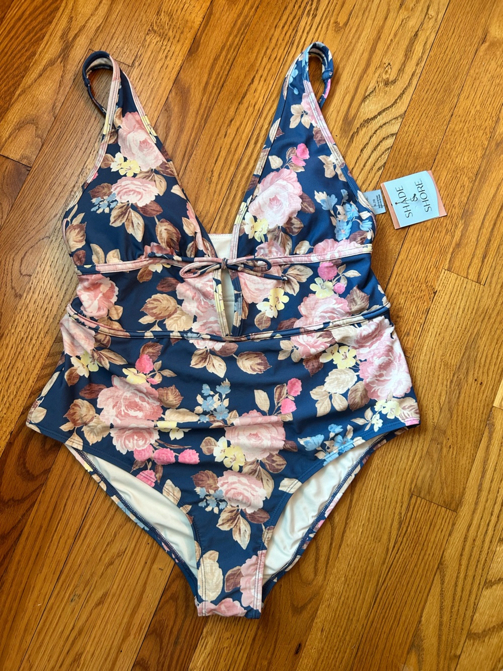 Shade & Shore Navy Floral One-Piece Swimsuit